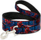 Dog Leash Spider Man 3 Action Poses Bricks Stripe Blues Red White 4 Feet Long 0.5 Inch Wide...