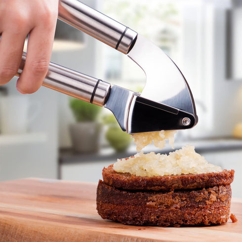 Deiss PRO Garlic Press and Silicone Garlic Peeler Set - Stainless Steel Rust Proof Garlic Mincer & Garlic Crusher for Ginger & Nuts, Garlic Roller...