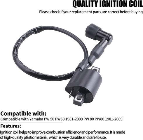 IGNITION COIL NEW Compatible with Yamaha PW 50 PW50 1981-2009 PW 80 PW80 1981-2009...