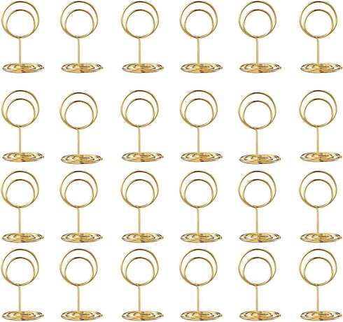 24 Pcs Premium Mini Table Number Holders and 24 Pcs Place Cards with Gold Foil Border, Place Card Holder, Table Sign Stand, Photo Picture holders ...
