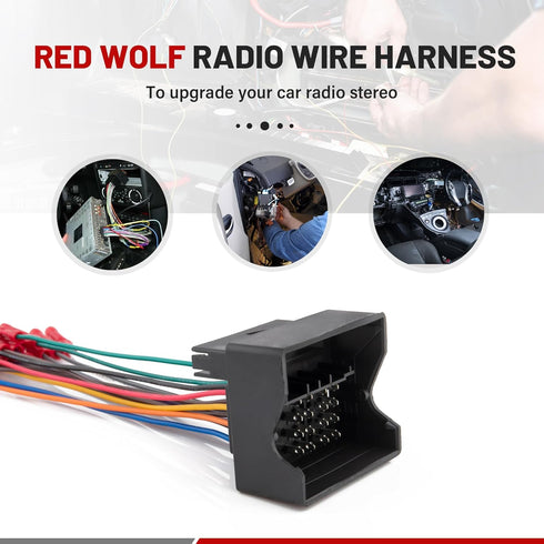 RED WOLF Car Stereo Wiring Harness Compatible with Volkswagen 2004-2015, BMW 3/5, Audi 2002-2010 Aftermarket Install Power/Speaker CD Player Conne...
