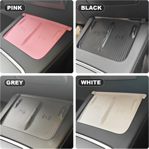 for Center Console Wireless Charger Mat Tesla Model Y Model 3 2023 2022 2021 Wireless Charging Mat Anti-Slip Silicone Phone Pad Model Y & 3 Interi...