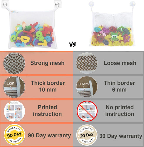 Bath Toy Net 18”x16” - Kids Bath Tub Toy Holder, Mesh Bag for Bath Toys, Baby Bathtub Toy Storage Organizer, Large Bathroom Bucket Bin - Toddler S...