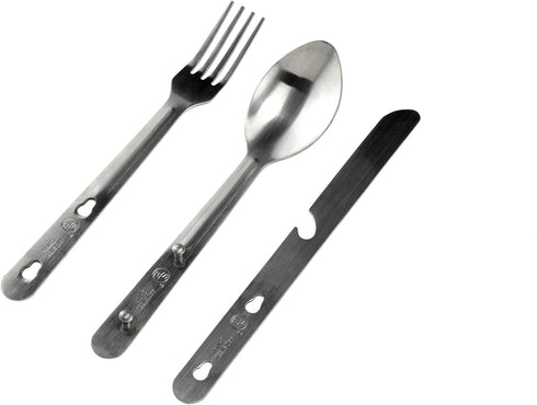 SE 4-in-1 Detachable Stainless Steel Utensil Set - Spoon, Fork, Knife, Bottle Opener - 6.5" Length, Compact for Camping, Hiking, Travel - Includes...