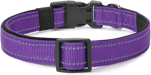 Reflective Dog Collar Padded with Soft Neoprene Breathable Quick Release Basic Dog Collars for Large Dogs Purple Girl...
