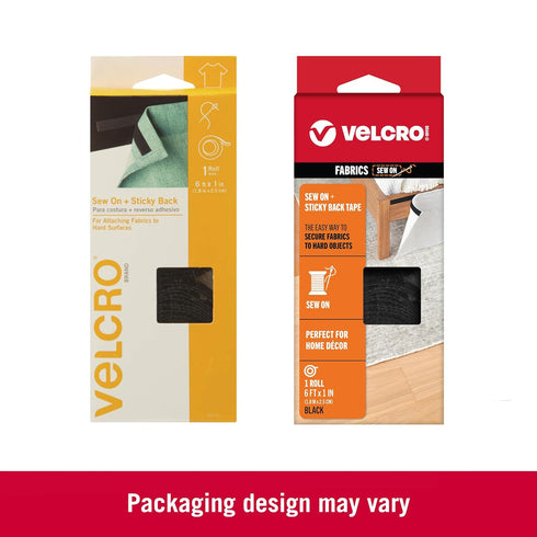 VELCRO Brand 91131 - Home Décor - Combination of Sew On Loop and Adhesive Backed Hook Tapes, 6' x 1", Black...