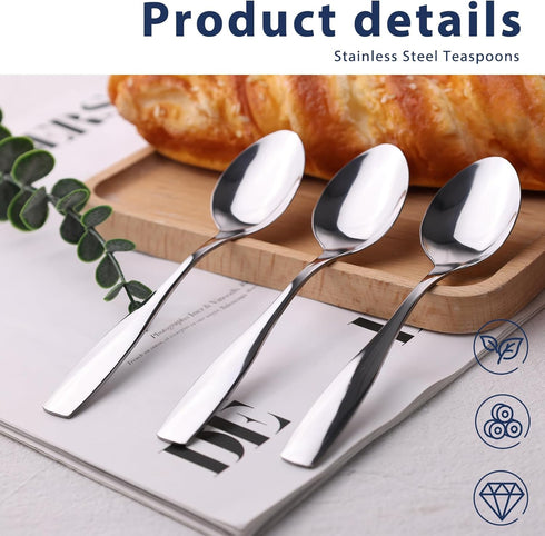 HANSGO 10PCS Stainless Steel Teaspoons, Dinner Spoons Dessert Spoons 5.8 Inch for Home Kitchen Restaurant...