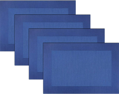 Vinyl Placemats Heat-Resistant Table Mats Washable Easy Clean Plastic Placemats for Dining Table Set of 4 (Blue)...