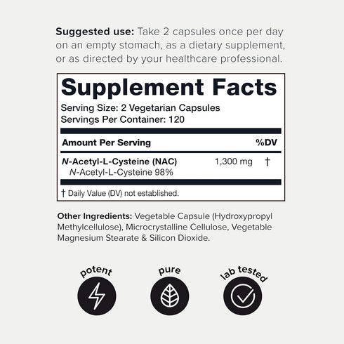 Toniiq 1300mg NAC - 4 Month Supply - Min. 98%+ Tested Purity - Ultra High Strength Bioavailable NAC Cysteine Supplement - 240 Vegetarian N Acetyl ...