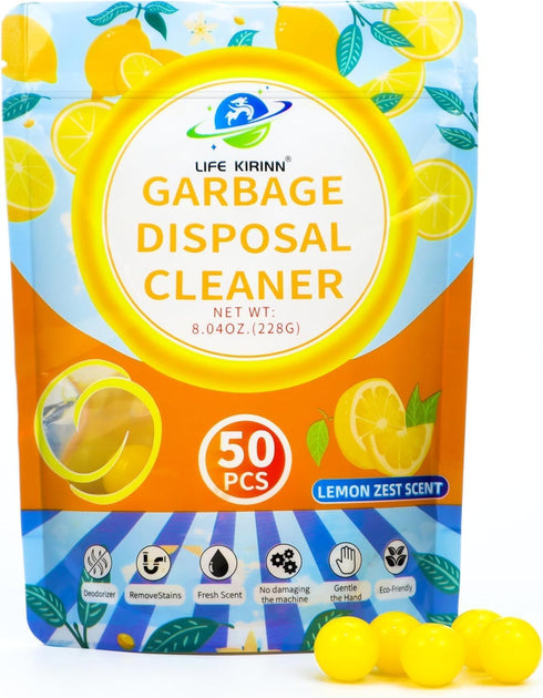 Garbage Disposer Freshener,Sink Disposal Odor Eliminator,50 Count Lemon Scented Deodorizer Drops,Kitchen Sink Freshener Pods...