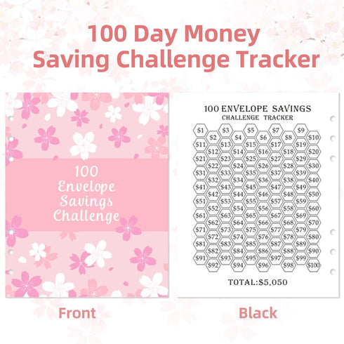 100 Envelopes Money Saving Challenge Binder A5 Money Saving Binder with Cash Envelopes Helping You Complete the Challenge to Save $5,050 in 100 Da...