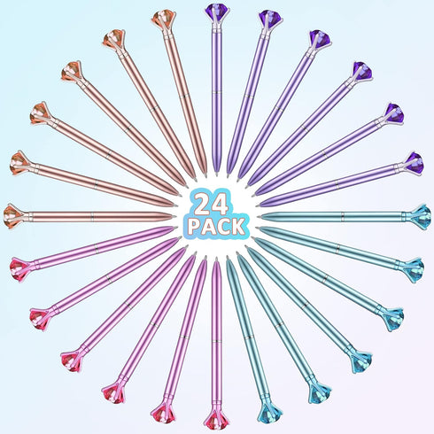 24 Pieces Big Crystal Diamond Pens Bling Ballpoint Pen Black Ink Rhinestones Pen for School Office Supplies Christmas Wedding Birthday Present, 4 ...