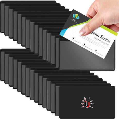 30 Pcs Magnetic Label Holders Clear Business Card Pockets Holders File Cabinet Labels Magnet Labels Bulk Set for Metal Shelf Bin Whiteboard (4 x 2...