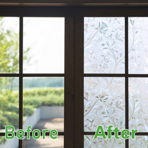 NIVIY Excellent Quality 3D Static Cling Window Film with Installation Tools Self Adhesive Window Covering Decorative Flower Privacy Film for Windo...