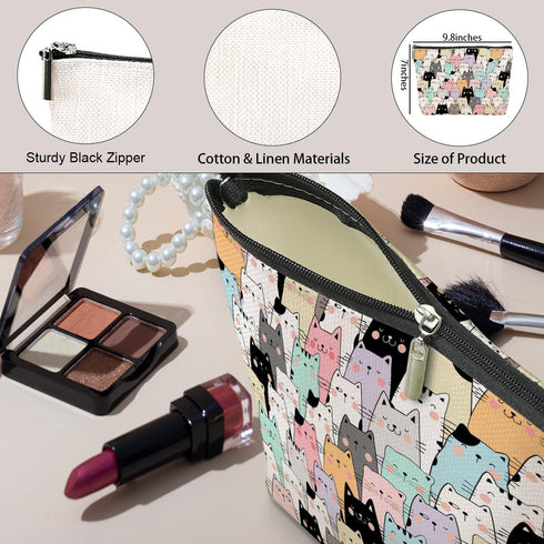 Cute Cat Makeup Bag Cat Gifts Cat Lover Gifts for Women Cat Stuff Decor Kawaii Cat Christmas Birthday Gifts for Women Animal Pet Owner Girl Daught...