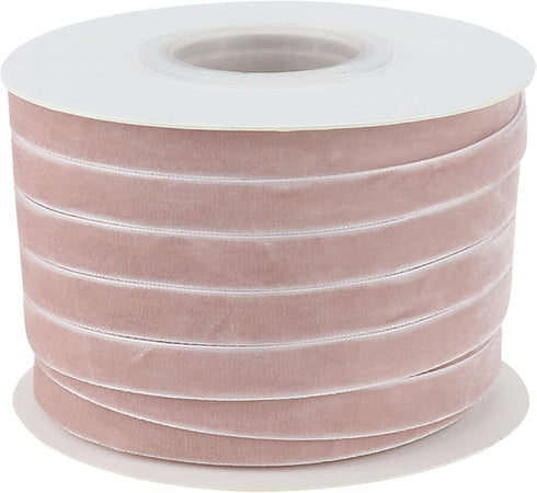 Dusty Rose Velvet Ribbon 3/8 Inch Single Face Thin Velvet Ribbon for Gift Wrapping, Dusty Rose Ribbon Wedding, Ribbon for Hair Bows, Choker, Cafts...