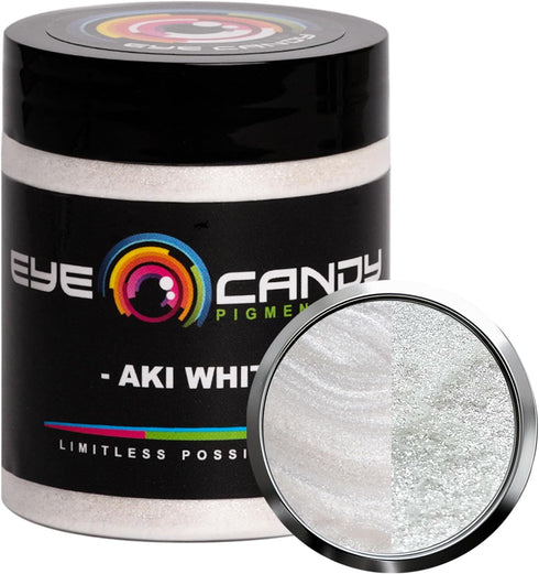 Eye Candy Pigments Premium White Mica Powder - AKI White (25gr) - for Epoxy, Resin, Soap, Paint, Woodworking, Acrylic Pouring, Bath Bombs, Fishing...