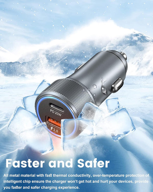 USB C Car Charger, 36W 2-Pack PD3.0 & QC3.0 Dual USB Fast Car Charger Adapter Fast Charging Type C Car Charger Compatible with Galaxy S22/S21/S20 ...