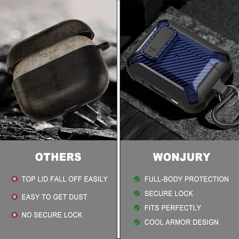 Airpods Pro Case Cover for Men Lock with Cleaner kit, Military Armor Series Full-Body AirPod Pro Case with Keychain Cool Air Pod Pro Shockproof Pr...