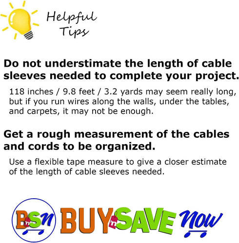 9.8 Feet Cable Management Sleeve and Wire Cord Organizer with 10 Mount and Ties. Adjustable Premium Neoprene Wraps for Computer Desk, TV, Electric...