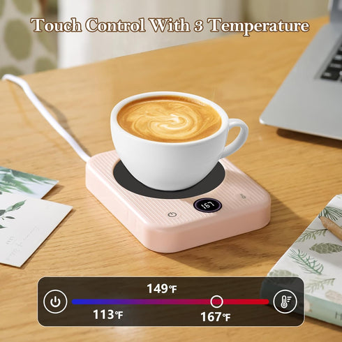 Coffee Mug Warmer for Desk, Coffee Cup Warmer, Candle Warmer for Office, Home and Travel 3 Temp Setting (Pink)...