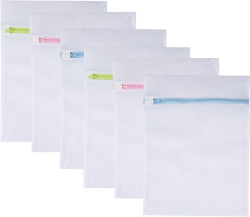 Mesh Laundry Bags 6-Pack Medium 16 x 12 Inch Laundry Wash Bag Colorful Zipper for Delicates, Blouse, Hosiery, Stocking, Underwear, Bra Lingerie, S...