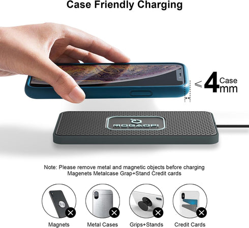Wireless Charging Pad for Car, MOGAOPI 15W Type C Wireless Charger Car, PD20W Fast Car Charger Compatible with iPhone 15 Plus/14 Pro Max/13/12/11 ...