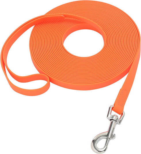 Waterproof Long Leash Durable Dog Recall Training Lead Great for Outdoor Hiking, Training, Yard, Beach and Swimming (Orange, 30ft)...