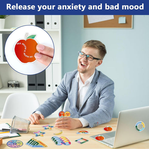 ZOiiWA 96 Pcs Breath Calm Anxiety Sensory Stickers Reusable Mindfulness Sticker Fidget Silent Adhesive Sensory Strips for School Office Classroom ...