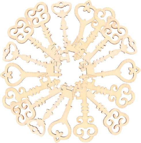 Amosfun 20PCS Unfinished Wooden Cutouts Hollow Art Craft Embellishment for Wedding Birthday Party Home Decoration...
