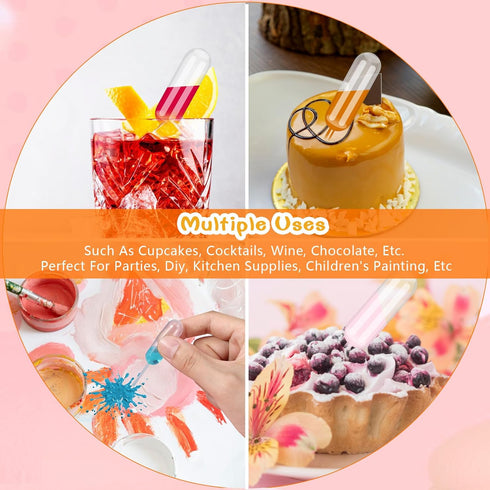 Plastic Pipettes,100 Pcs 4ml Cupcake Pipettes Dropper Transfer Squeeze Syringes Disposable Pipettes Suitable for Chocolate Cupcakes Strawberries M...