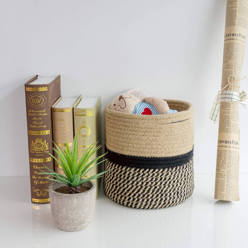 TIMEYARD Sturdy Jute Rope Plant Basket Modern Woven Basket up to 7.5 Inch Flower Pot Floor Indoor Planters, 8” x 8” Storage Organizer Basket Rusti...