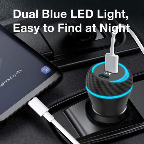 MOCA for iPhone 51W Fast Charger, USB C Dual Ports W/ 2pcs 3.3ft A-P/C-P Cable Car Charger Adapter for iPhone 13 12 11 Pro/XS/XR/SE/X 8/iPad/AirPo...