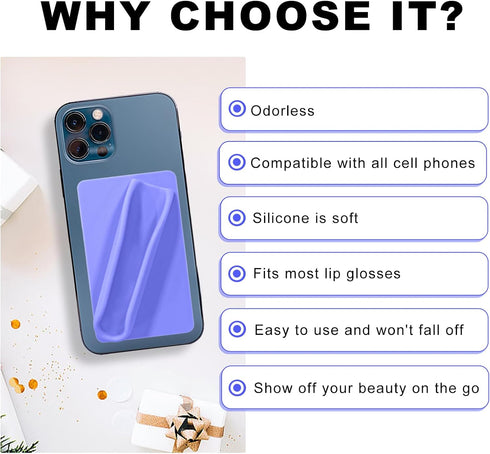 Silicone Lip Gloss Phone Case, Lip Holder for Back of Cell Phone Sleeve, Stylish and Convenient Grip-On Silicone Lip Balm Case for Most Smartphone...