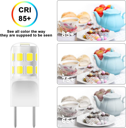 G8 LED Bulb Dimmable, 3W (20W-25W Halogen Equivalent), G8 GY8.6 Bi-Pin Base, T4 JCD Type 120V Mini G8 Bulb for Under Cabinet Puck Light, Under Cou...