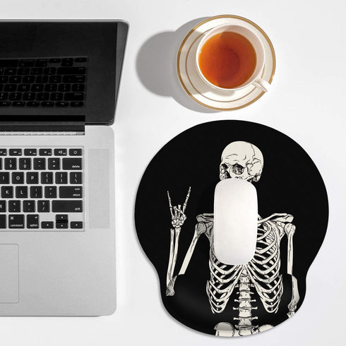 Britimes Ergonomic Mouse Pad with Wrist Support Black Human Skeleton Skull Non-Slip Rubber Base Mousepad for Home Office Gaming Working Computers ...