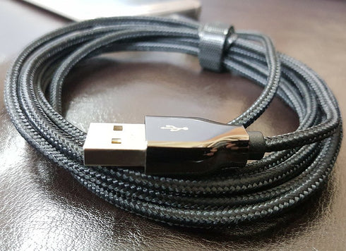 6 Foot Braided Nylon Micro Black Chrome USB Charge/Sync Cable...