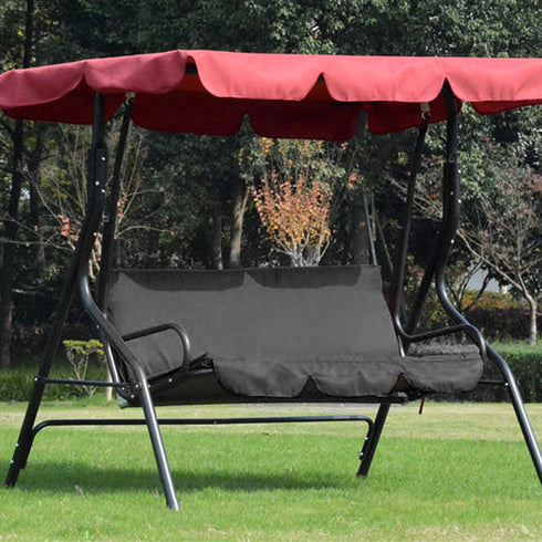 Swing Seat Cushion Cover, 59.1X19.7X3.9in Outdoor Waterproof 3 Seats Swing Chair Hammock Seat Cover for Garden Courtyard 3 Seats Swing (Black)...