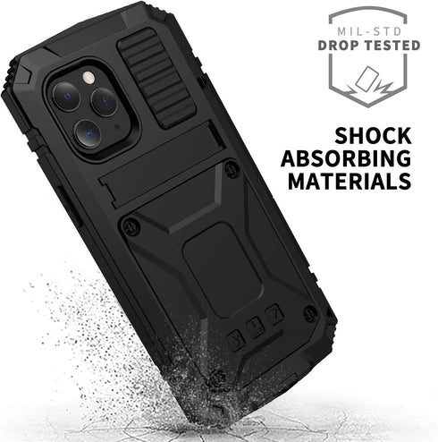 iPhone 12 Pro Max Metal case with Kickstand Built-in Screen Protector Case Sturdy Military Armor Durable Full Body Heavy Duty Shockproof Drop Test...