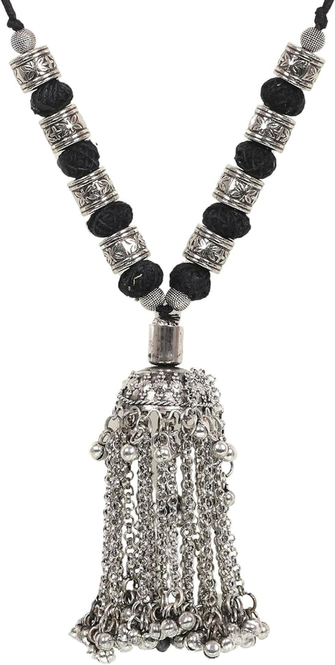 Indian Antique Silver Oxidized Afghani Banjara Gypsy Boho Ethnic Bead Meenakari Enamel Choker Necklace Earrings Jewelry...