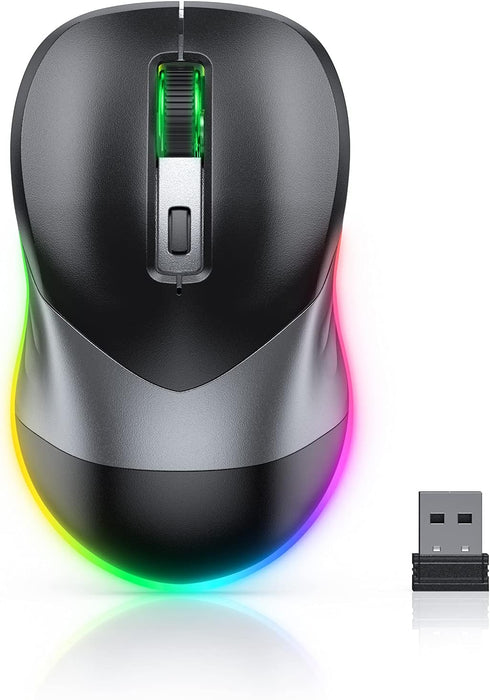 PEIOUS Wireless Mouse, Jiggler Mouse for Laptop - LED Mouse Rechargeable Computer Mice Mouse Mover Undetectable Random Movement with On/Off Button...