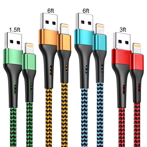 Durcord iPhone Charger 6FT/6/3/1.5, Lightning Cable Fast Charging Cable Nylon Braided Cord Compatible with iPhone 14/13/12/11 Pro Max/XS MAX/XR/XS...