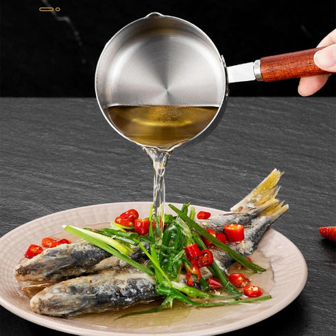 Stainless Steel Sauce pan, Mini Milk Warmer Pot Soup Pan with Wooden Handle Small Saucepan for Butter Warmer Heating Milk Cooking Sauce (80ml)...