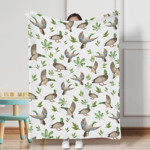 Mallard Duck Green Leaves Baby Blanket for Boys & Girls Duck Hunting Newborn Kids Toddler Baby Nursery Bed Blanket Stroller Crib Soft Warm Receivi...