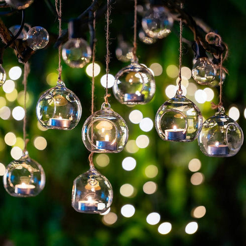 12 Pcs 3.15"/ 8cm Hanging Glass Tealight Holder Globe Plant Terrariums Glass Orbs Air Plants Tea Light Candle Holders Home Decor Indoor Outdoor Ga...