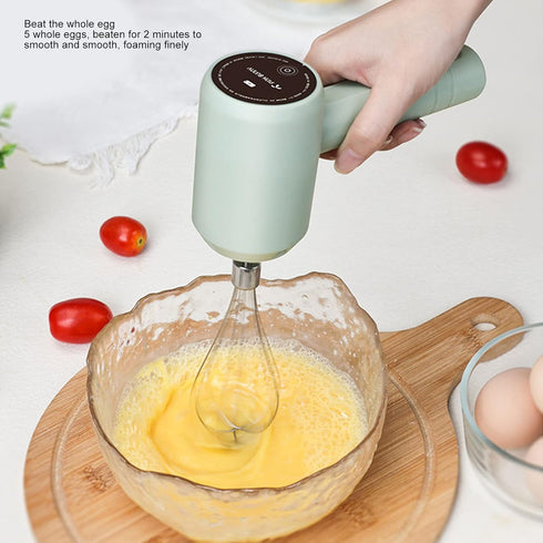 Electric Hand Mixer USB Rechargeable Portable Cordless Handheld Mixer for Baking Cake Egg Cream, Powerful (Light Cyan)...