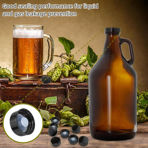 16 Pcs Growler Caps 28mm Phenolic Caps Black Glass Bottle Lids Plastic Bottle Caps Screw for Daily Chemicals Food Cosmetic Bottles...