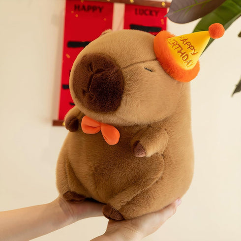 Cute Happy Birthday Capybara Plush Soft Capybara Stuffed Animal Kawaii Capybara Plushie Stuffed Toys Gift for Kids 13 inch...