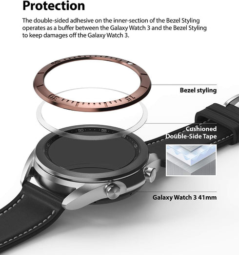Ringke Bezel Styling for Galaxy Watch 3 41mm Bezel Ring Adhesive Cover Anti Scratch Stainless Steel Protection for Galaxy Watch 3 41mm Accessory -...