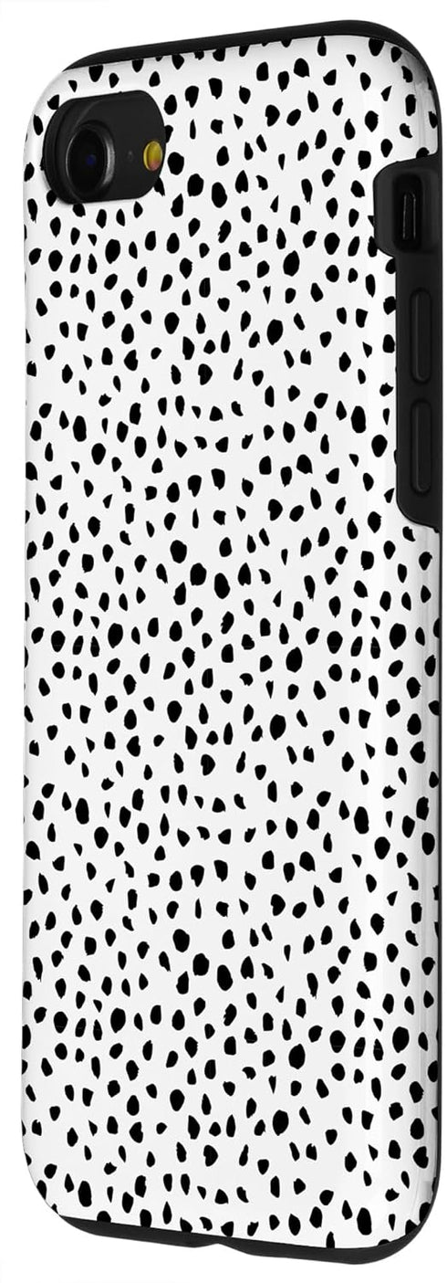 iPhone SE (2020) / 7 / 8 Popular Dalmatian Pattern, White w Brush Stroke Black Spots Case...